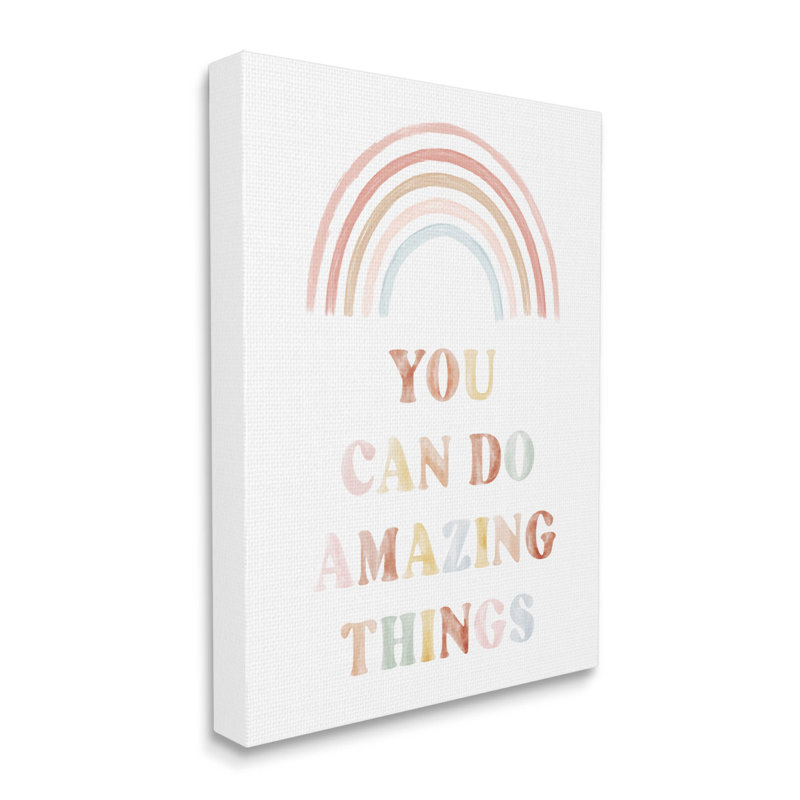 «Uplifting Pastel Rainbow Quote» par Daphne Polselli, art textuel sur toile tendue, H 20 po x l 16 po x P 1,5 po