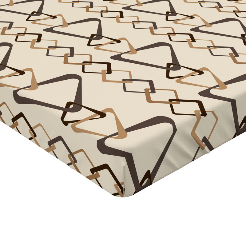 Ambesonne Abstract Fitted Sheet Rhombus Forms Pattern Art Taupe Caramel and Champagne, California King Fitted Sheet
