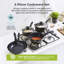 Tower T900130 Diamo 5 Piece Cookware Set, 18cm/20cm/22cm Saucepans with Tempered Glass Lids, 20cm/24cm Frying Pans, Black Diamond Non-Stick Ceramic Coating, Black