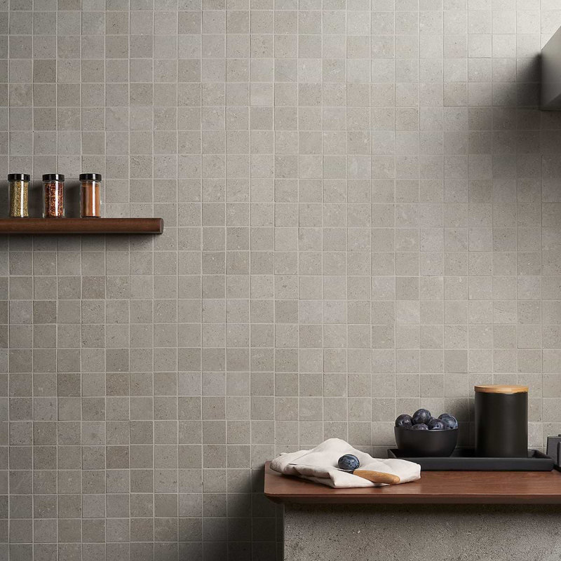 New Rock 2X2 Matte Porcelain Mosaic, Fumo Light Gray