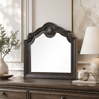 Traditional Style Mirror Made With Wood Frame In Walnut