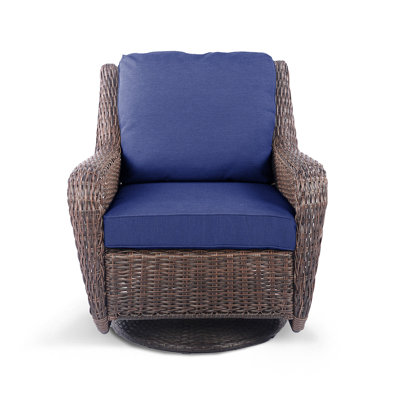 Fauteuil oscillant pivotant avec coussin bleu Krikacy Cambridge