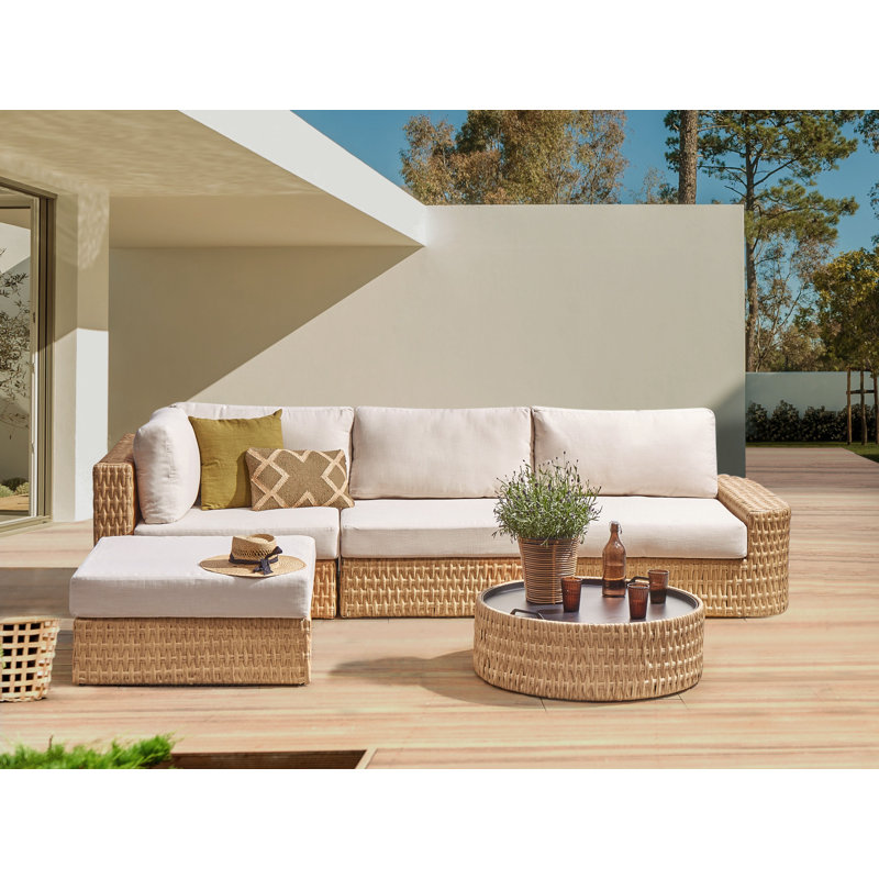 Lounge Set Alterma PE Rattan Beige 4 Seater