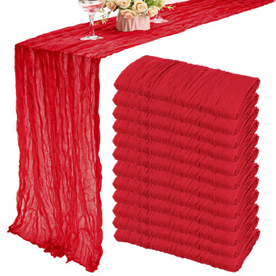 12 Pack 10ft Cheesecloth Table Runner 35x120 Inch Boho Gauze Table Runner Rustic Cheese Cloth Long Romantic Table Runners For Wedding Bridal Shower Birthday Party Table Decor