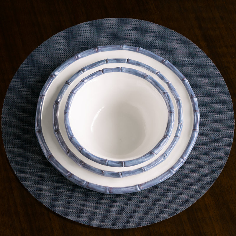 Bol à céréales Vida en bambou 7,5 po (blanc et bleu)