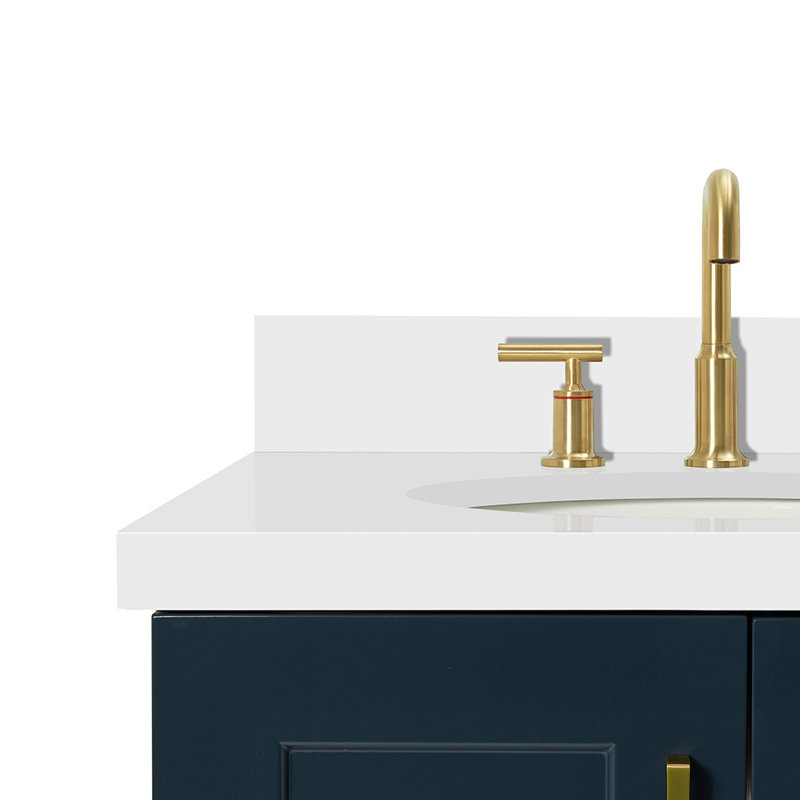 37 IN.  Single Bathroom Vanity, Midnight Blue, Rectangular, Right