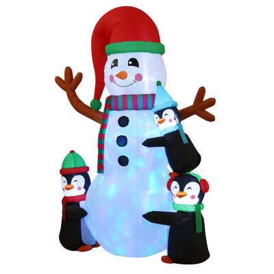  Bonhomme de neige gonflable avec pingouins