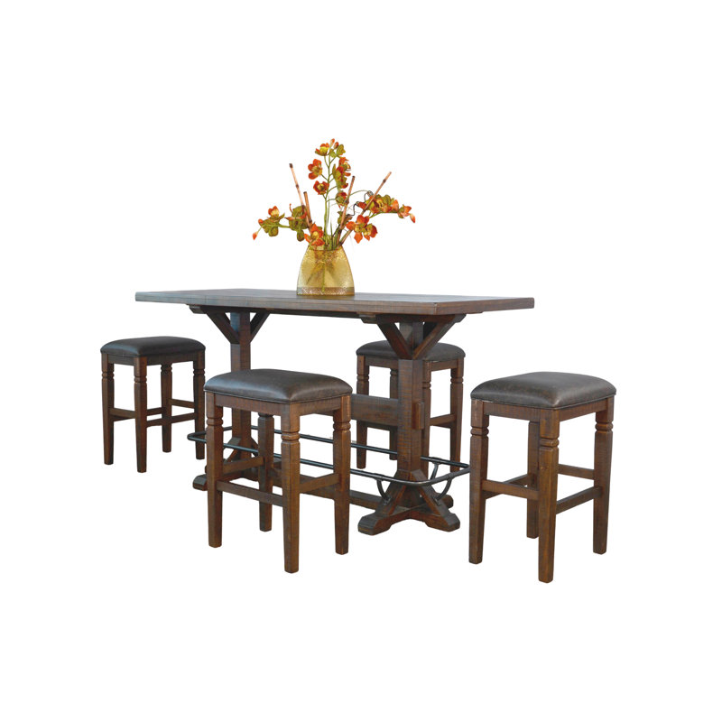 Homestead Rectangular Pub Table Set with Stools, 5 Pieces: Table, 4 Chairs