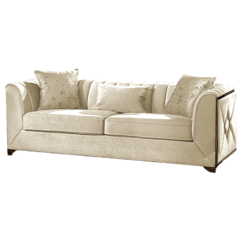 Arron 91.6'' Velvet Sofa, Cream Velvet