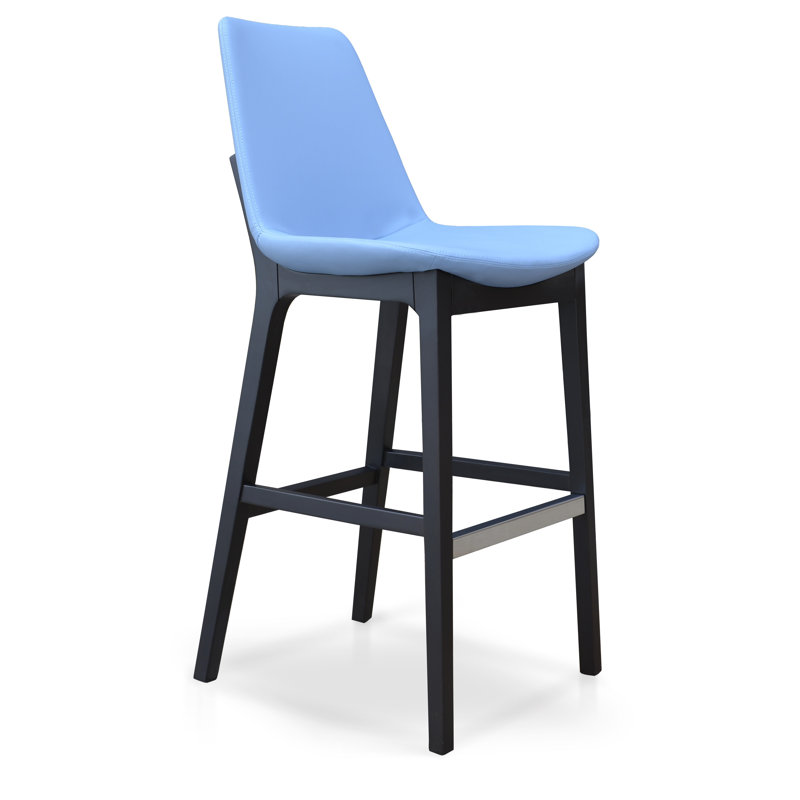 Eiffel Wood Counter & Bar Stool, Wenge, Counter Stool (24" Seat Height), Orange Leatherette