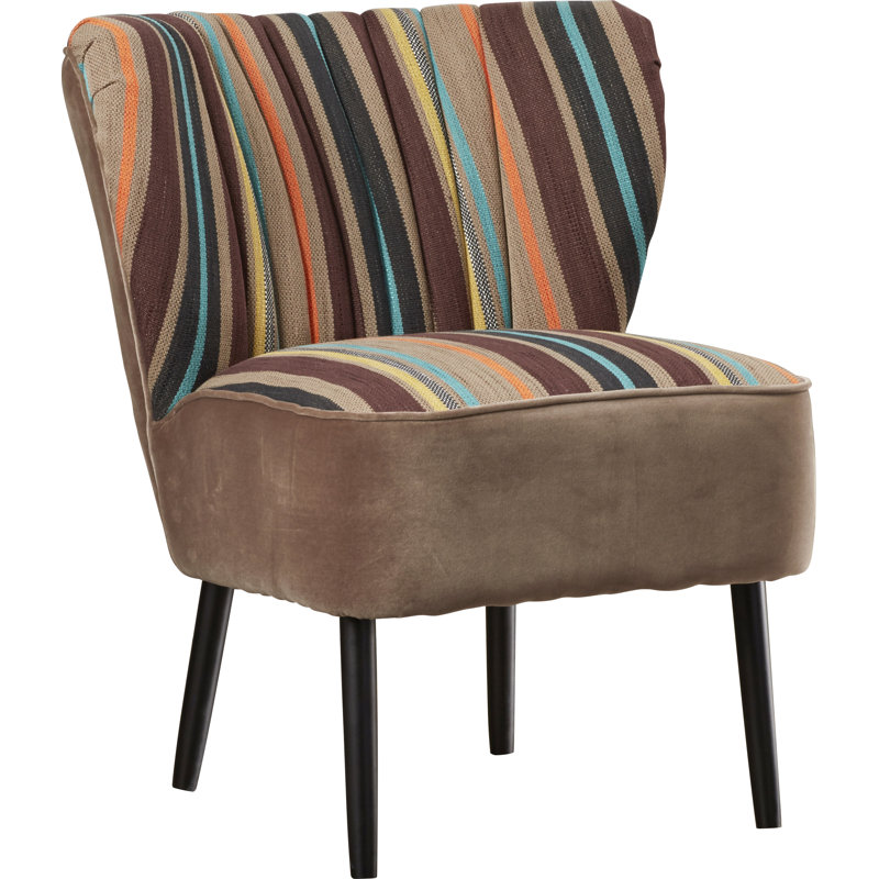 Upholstered Slipper Chair, Multi Striped