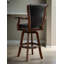 Tabouret de comptoir pivotant rembourré American Heritage - Siège en cuir reconstitué noir avec accoudoirs, dossier complet, repose-pieds et structure en bois brun