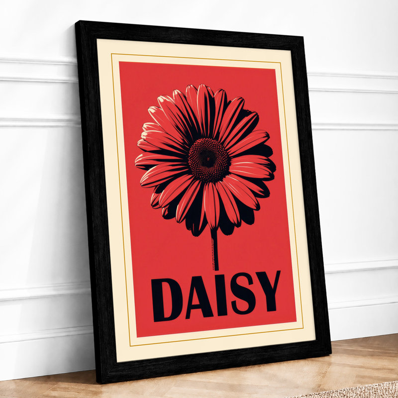 Daisy Pop Art - Framed Print, A3 - 42.0 x 29.7 cm, Black
