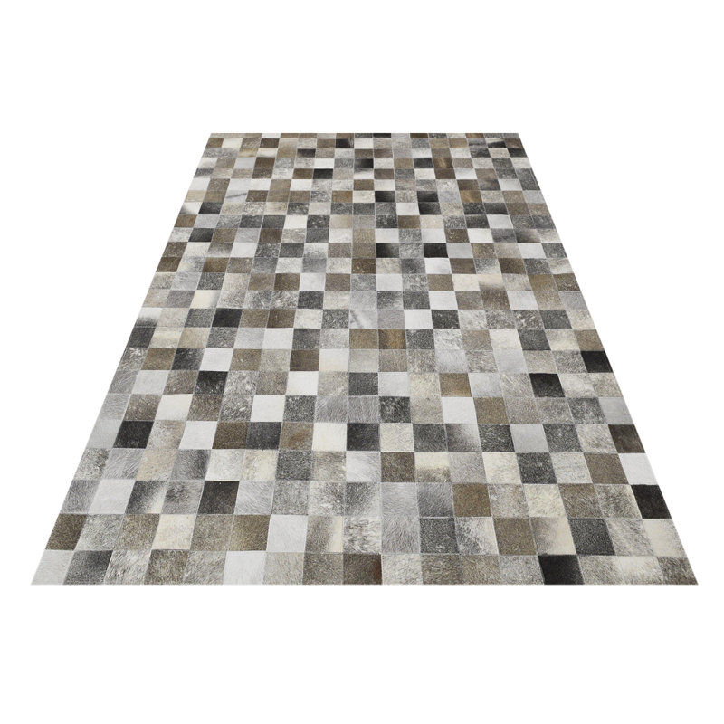 Sao Paulo Chequered Cowhide Area Rug, Rectangle 120 x 180cm