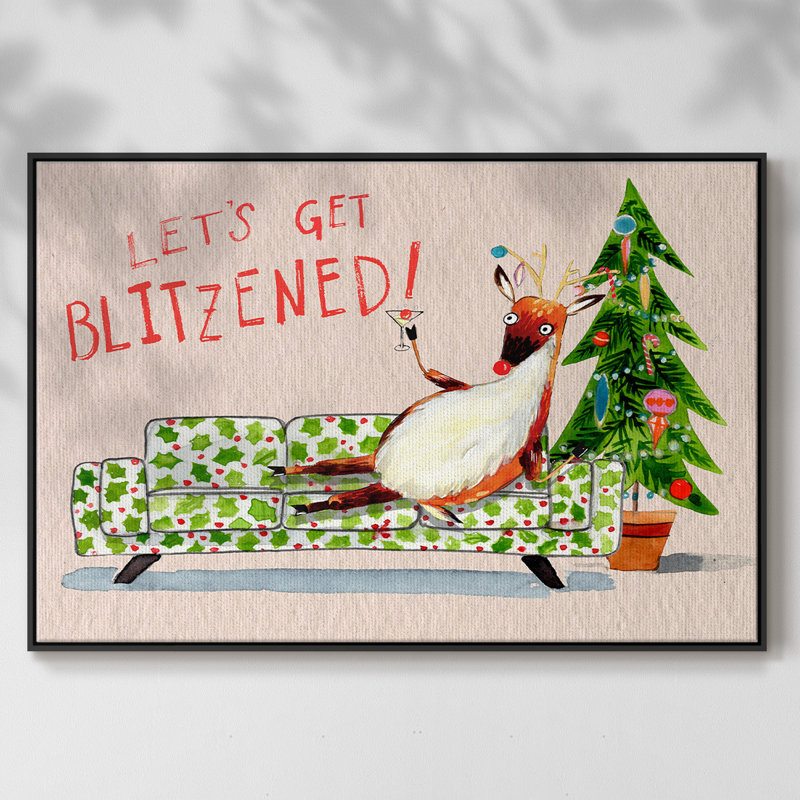 «Get Blitzened II», reproduction encadrée sur toile, H 25 po x l 37 po x P 2 po, Noir