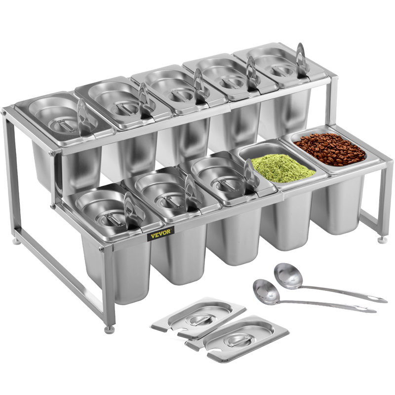 Expandable Spice Rack, 13.8"-23.6" Adjustable, 2-Tier Stainless Steel