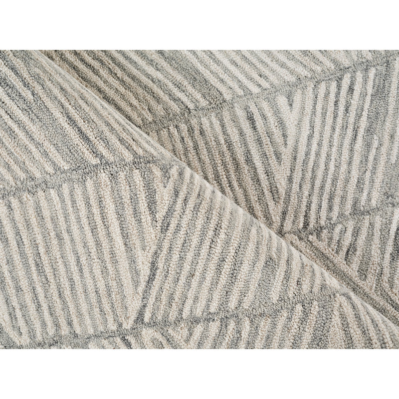 Ivory and Silver Hand-Tufted Wool Rectangular Area Rug