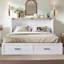 Grand lit escamotable Murphy avec station de charge, lit plateforme pliable multifonctionnel avec 1 grand tiroir de rangement pour chambre d'amis, petite chambre, blanc-782217319-782217317