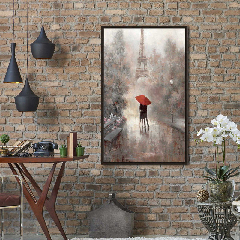 " Paris In The Mist " by T.C. Chiu, Espresso Floater Frame, 33.5" H x 21.5" W x 2" D