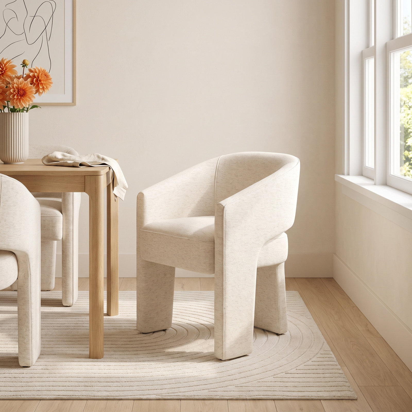 Tillison Genuine Leather Dining Armchair, Crypton Nomad Snow