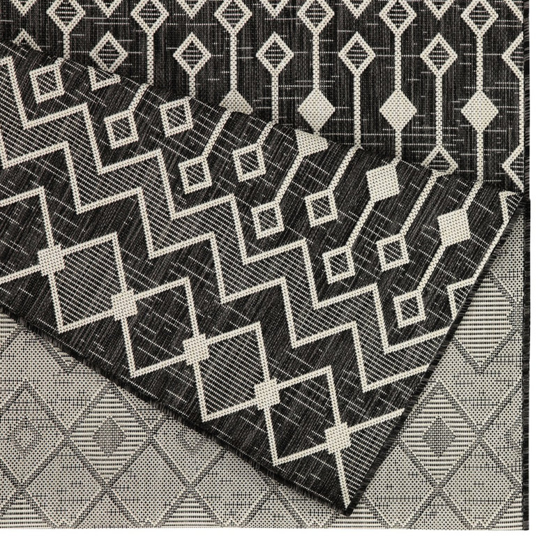 Tapis intérieur / extérieur Phebe 7 pi 10 po x 10 pi 3 po anthracite, polypropylène et animal de compagnie, facile à nettoyer 10 po 10 pi 3 po Pour le charme,