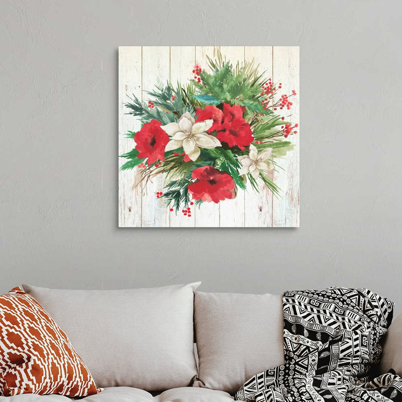 Red Floral I - reproduction d'art sur toile, Toile tendue, H 30 po x l 30 po x P 1,25 po