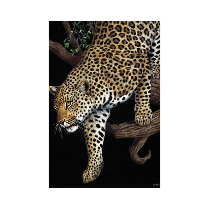 «Leopard In Tree» par Cynthie Fisher - impression sur toile tendue, H 12 po x l 8 po x P 0,75 po
