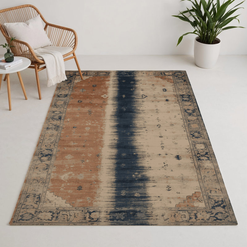 Overdyed Brown Indoor and Outdoor Area Rug, Rectangle 5' x 7'