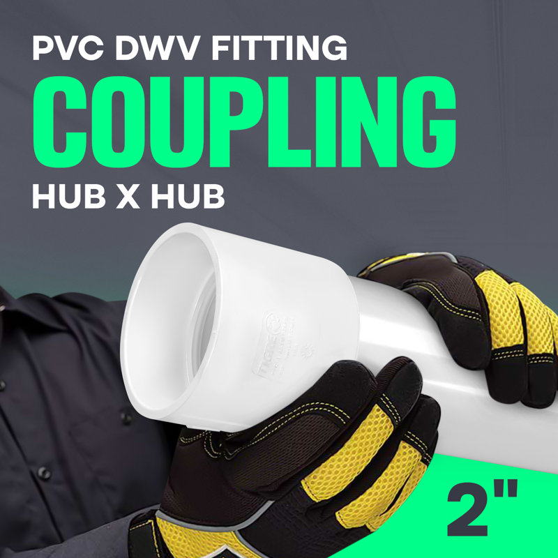 Coupleur 2 pouces en PVC blanc, drain Hub x Hub, raccord d'évacuation et d'évacuation (paquet de 100)