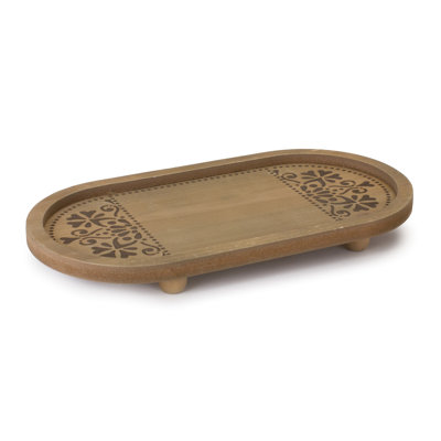 Plateau en bois orné (ensemble de 2)