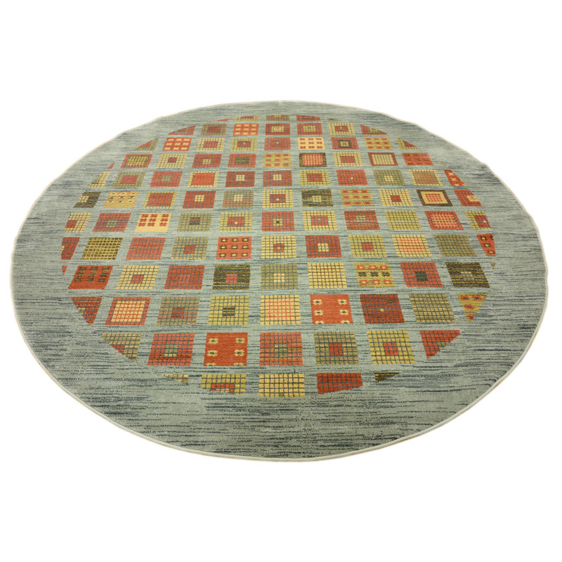 Tapis bleu / vert Abrigail, Rond 6 pi 1 po