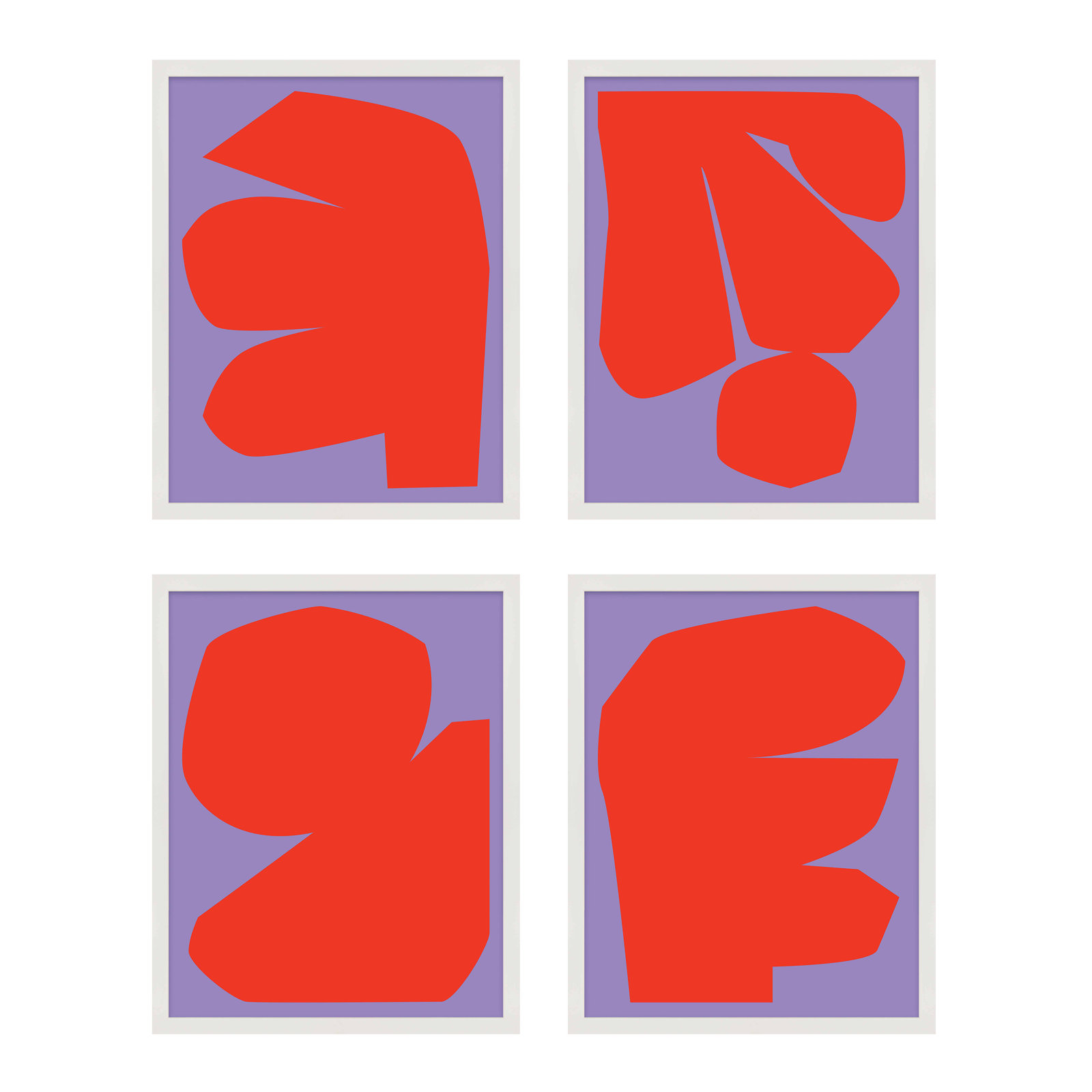 Akita "Module Minimalism" 4-Piece Print Set, 20"H x 16"W x 1.25"D, White Framed