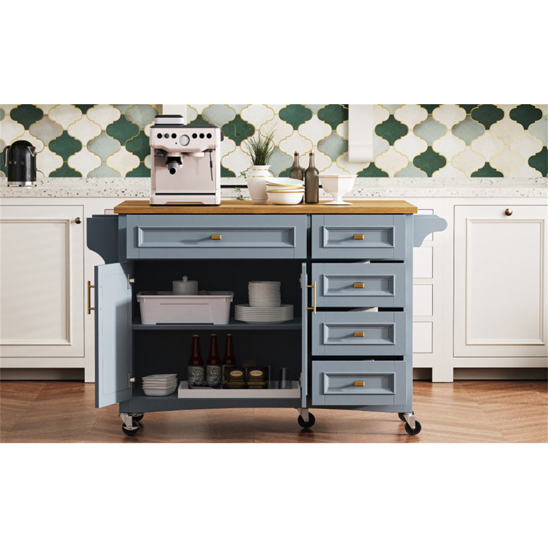 Îlot de cuisine 52 po avec abattant, Bleu
