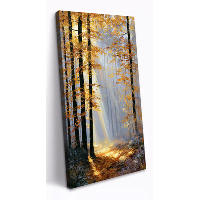 Art mural sur toile GUTTATY, forêt d'automne rustique, impressions verticales de paysage d'automne, peinture sereine et ensoleillée, feuille d'érable orange, décoration murale pour le salon, mur de la chambre à coucher