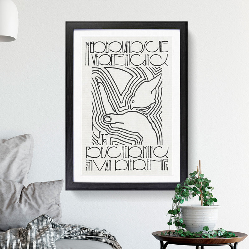 Bird Eating from the Hand by Reijer Stolk - Picture Frame Graphic Art, 36cm H x 27cm W x 2cm D, Black