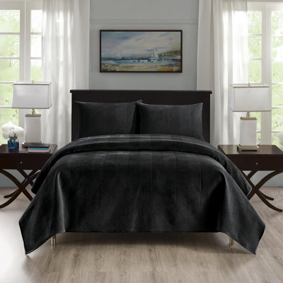Ensemble de courtepointe en velours noir Pointehaven