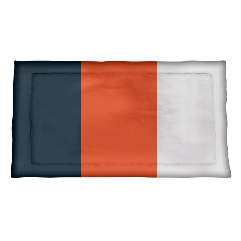 Chicago Throwback Football Striped Sham Set, Microfiber, Navy/Orange Middle, King
