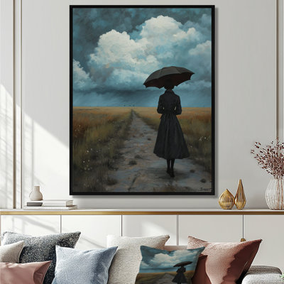 Woman With Black Umbrella - Fashion Woman Wall Art Decor
