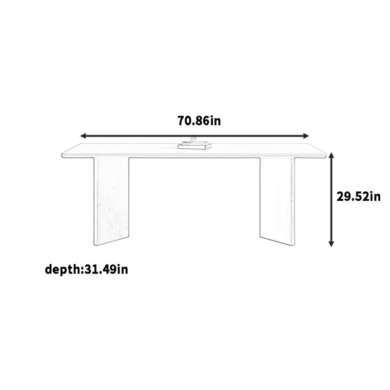 La table de salle à manger rectangulaire rétro est durable, H 29,52 po x L 70,86 po x l 31,49 po