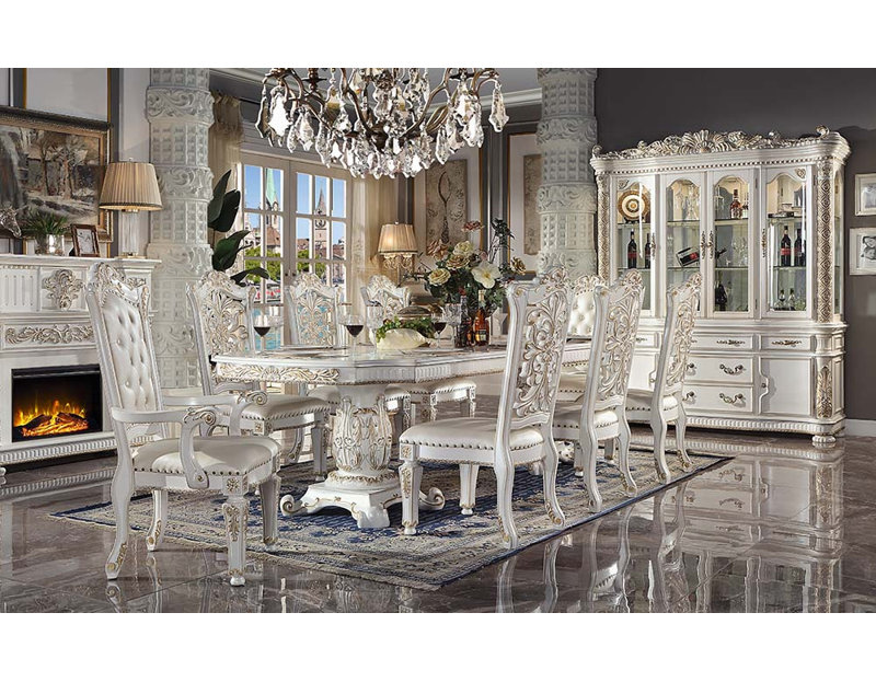 Table de salle à manger Alijah avec base à piédestal, H 31 po x L 84 po x l 48 po, Blanc