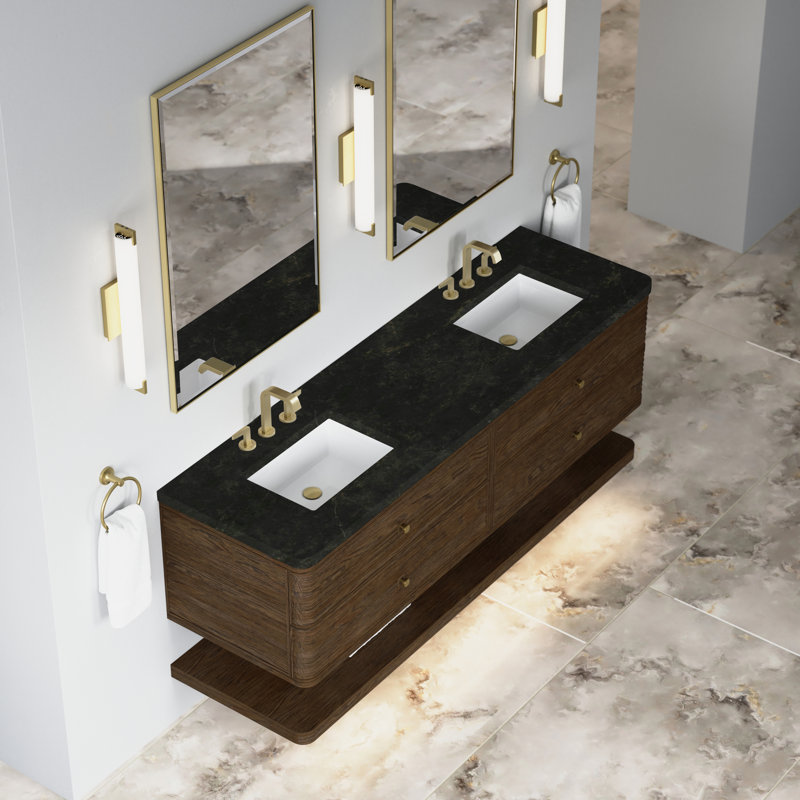 Allamari 72" W Double Vanity, Phantome Eclos, Sable Oak, 8" Widespread