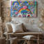La toile crée un collage vibrant qui célèbre les thèmes LGBTQ avec un mélange d'art mural d'éléments graphiques colorés tels que des arcs-en-ciel sur toile-1231635709