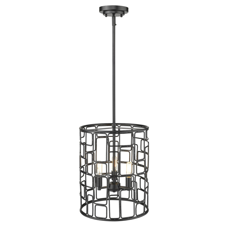 Lustree tambour 3 lumières convertible Mathena, Noir mat