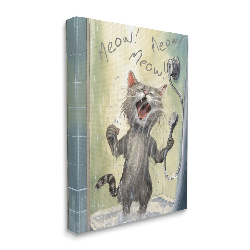 " Cat Singing In Shower ", 20" H x 16" W