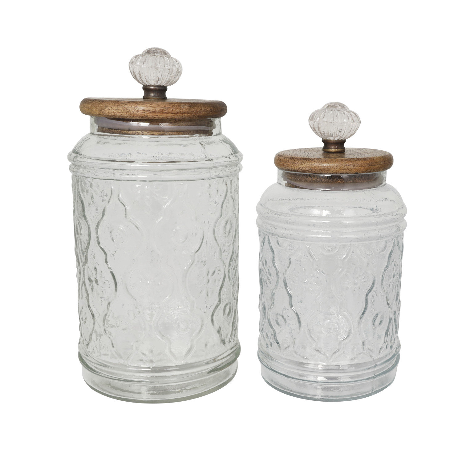 Grey Glass Decorative Jar Set Of 2