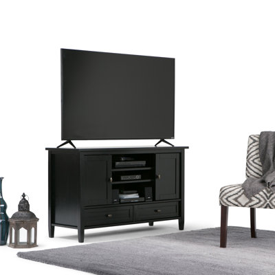 Warm Shaker 47"W Solid Wood Transitional Tall TV Stand for TVs up to 50" with 2 Cabinets, 2 Drawers, and Adjustable Shelves
