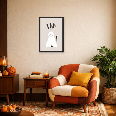 «Boo Ghost Cat Halloween» par Menina Lisboa, reproduction d'art sur toile encadrée