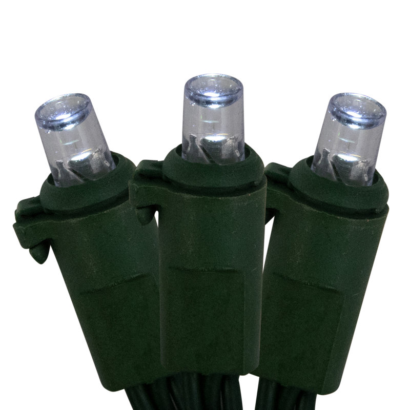 Pure White LED Wide Angle Christmas Lights with Green Wire