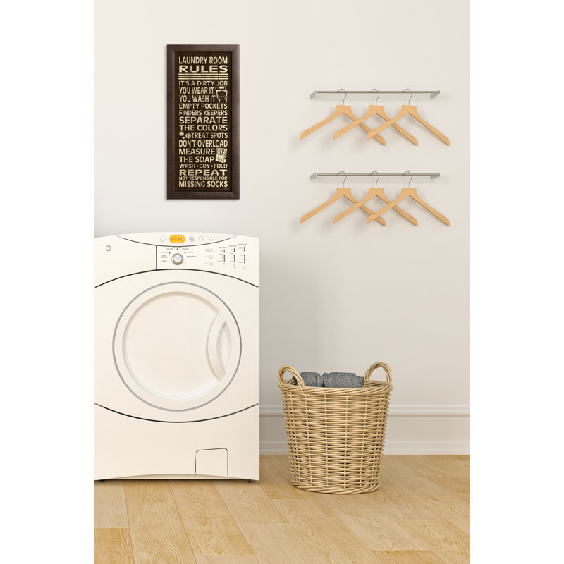 «Trendy and Extremely populaire Laundry Room Rules Typographie Sign», art textuel encadré