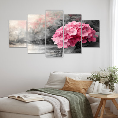 Hortensia en lumière rétro II - décoration murale hydrangée - art mural traditionnel